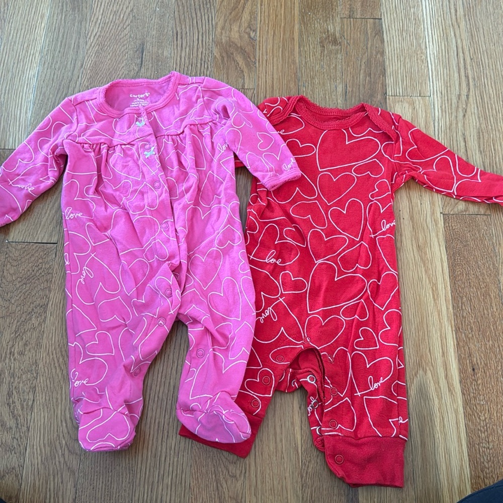 Set of 2 - Carter’s Snap Valentine Onesies